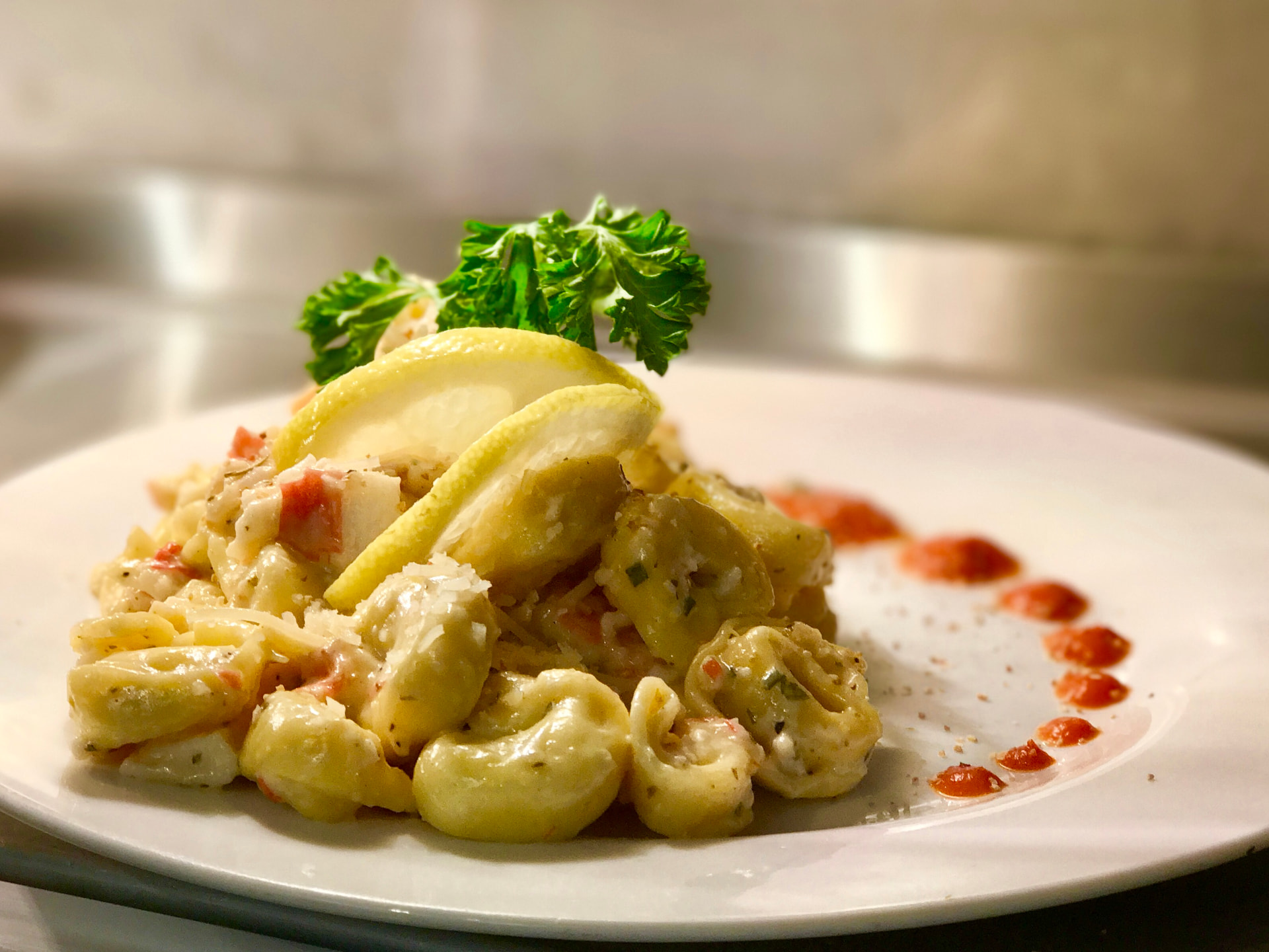 Fresh tortellini in cream sauce