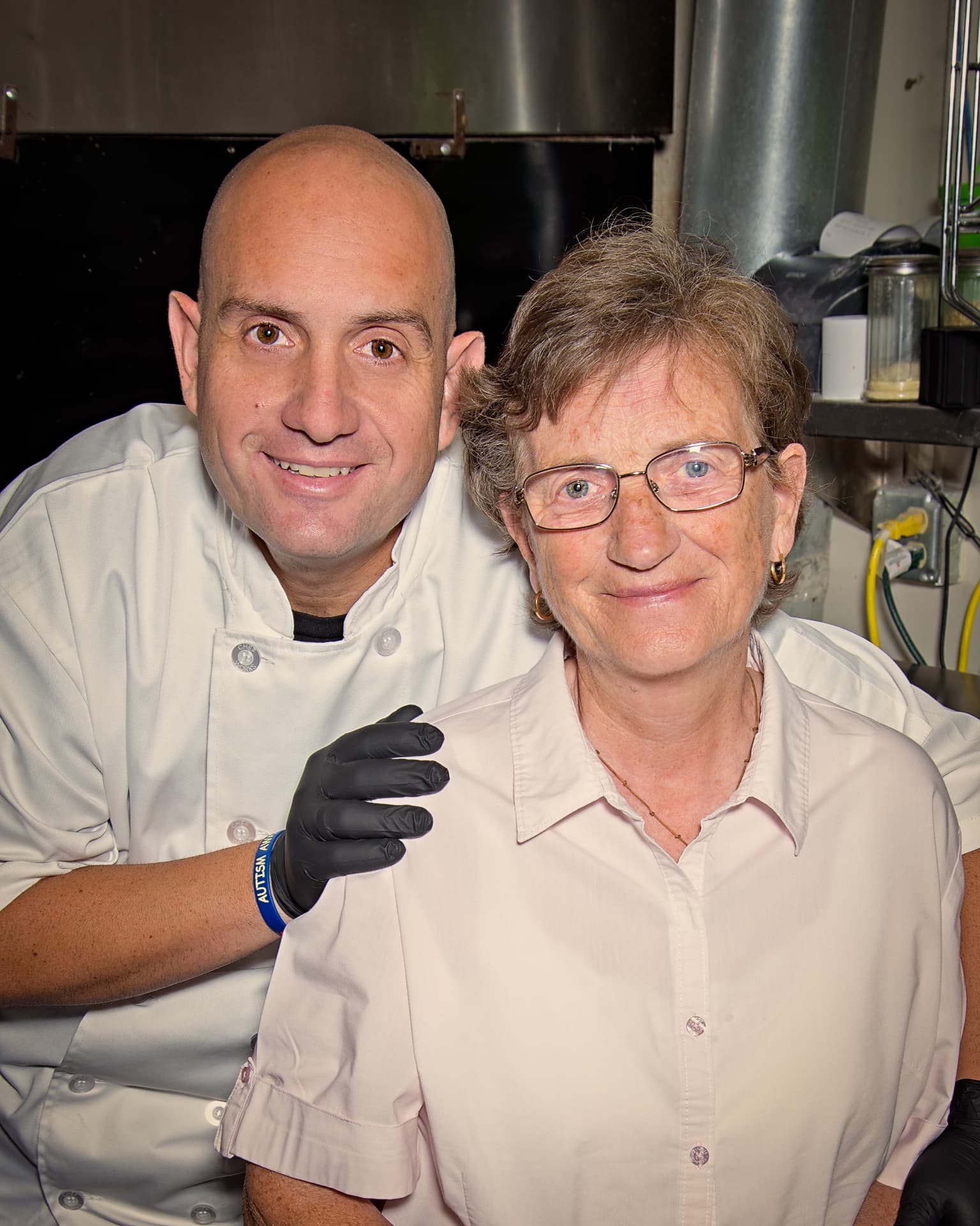 Chef Mario with his mother in the kitchen